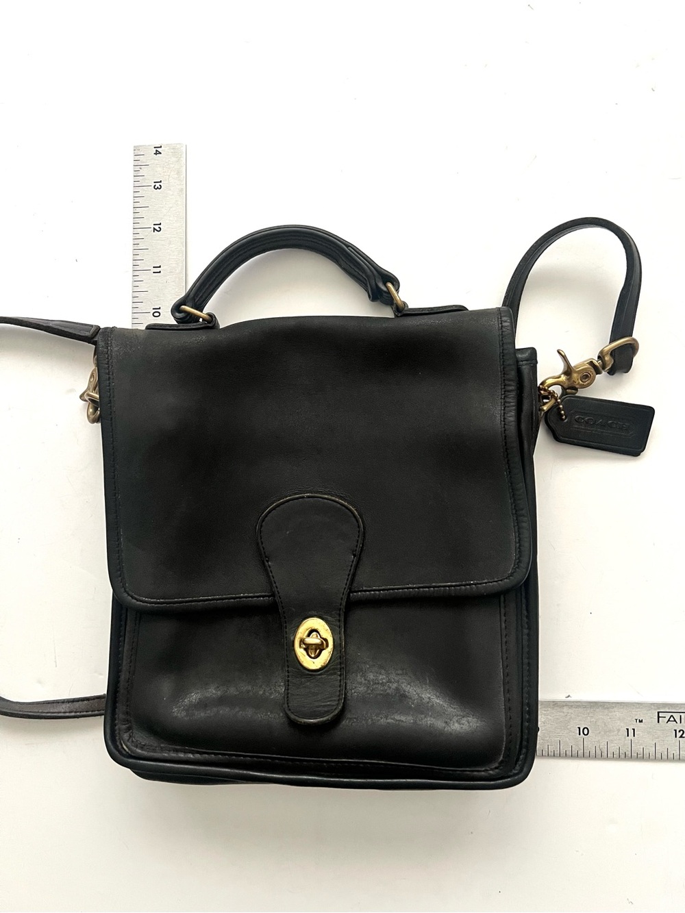 Vintage Black Leather Coach Crossbody Bag - Picture 8 of 10